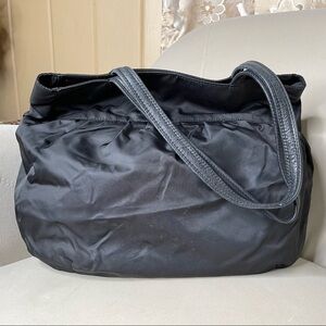 BRONTIBAY Paris France Medium Black Nylon Shoulder Purse Bag Tote